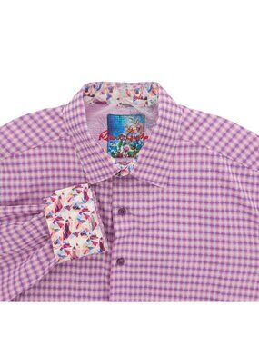 ROBERT GRAHAM Flip Cuff Shirt Geometric Plaid Check Classic Fit 100% Cotton XL